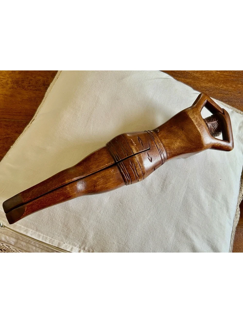 Hand Carved Wooden Woman Figural Nutcracker